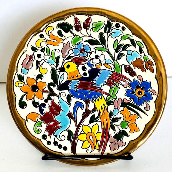 Sevilla Ceramics Limited Edition Handpainted Bird Flowers Decorative Plate Spain - Picture 1 of 9